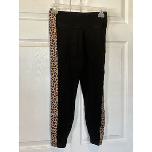 express Black Yoga Pants with Animal Print Stripe on the side